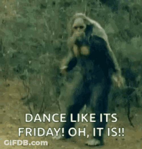 Funny Monkey Mascot Happy Friday Dance GIF