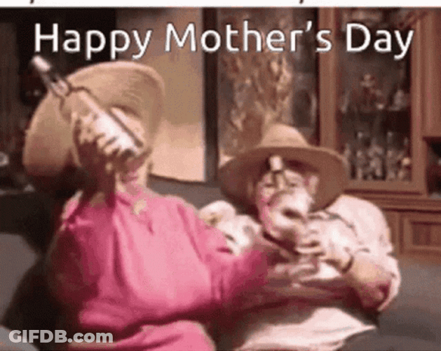 Funny Mother's Day Old Grandma Drinking GIF