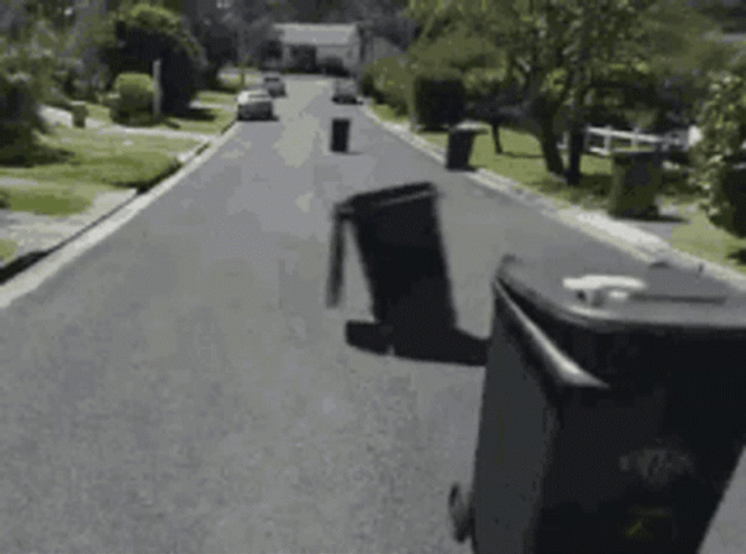 Funny Moving Trash Cans And Bins GIF