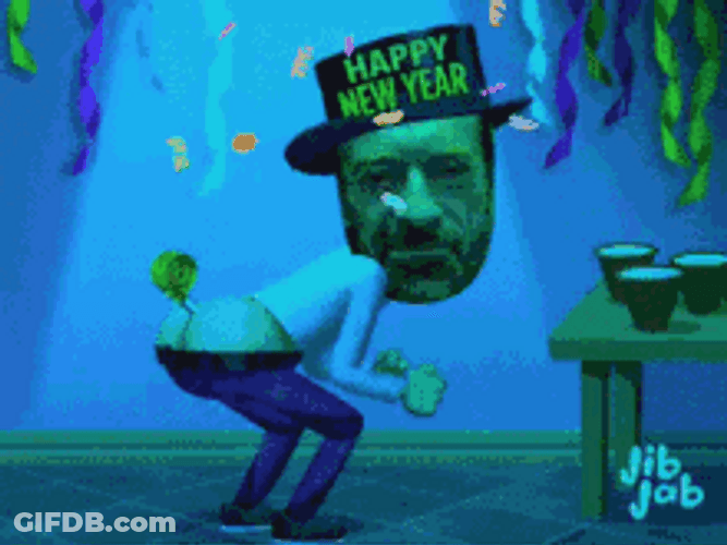 Funny New Year Fart Blowing Party Horn GIF
