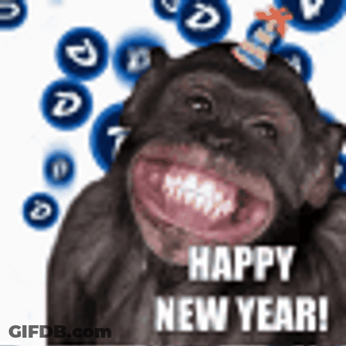 Funny New Year Laughing And Grinning Monkey GIF