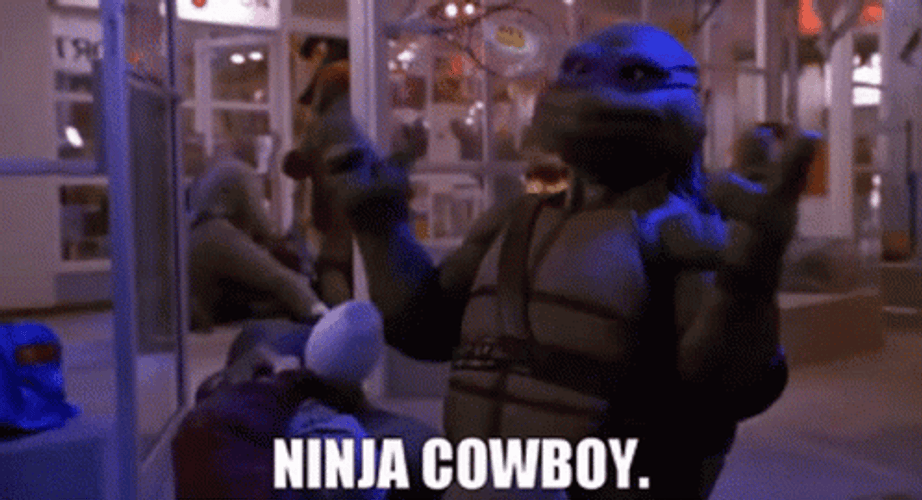 Funny Ninja Turtle Ninja Cowboys GIF