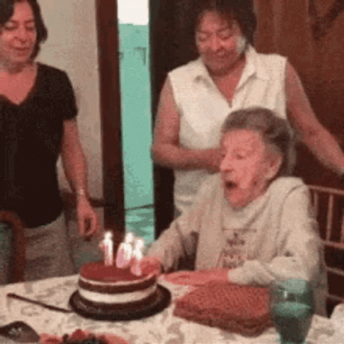 Funny Old Birthday Cake Blow GIF