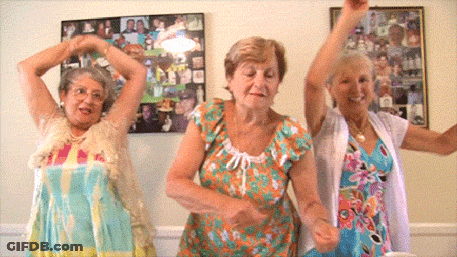Funny Old Lady Off Beat Dancing GIF