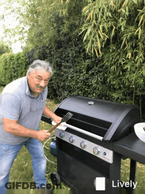 Funny Old Man Bbq Grill Surprise GIF