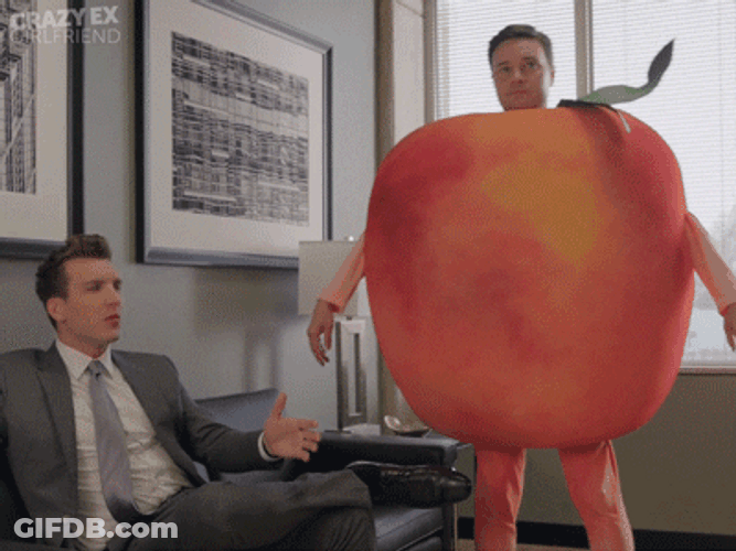 Funny Peach Suit Can't Sit GIF