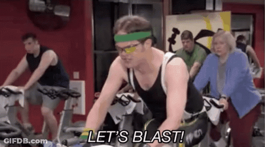 Funny Peloton Workout Let's Blast GIF