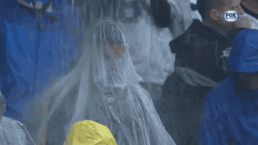 Funny Rain Flow Man Wearing Raincoat GIF
