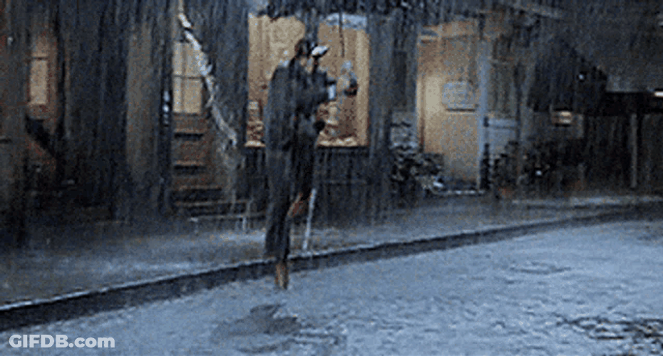 Funny Rain Happy Guy With Umbrella GIF