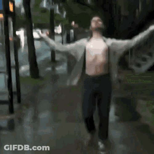Funny Rain Man Outstretching Hands GIF