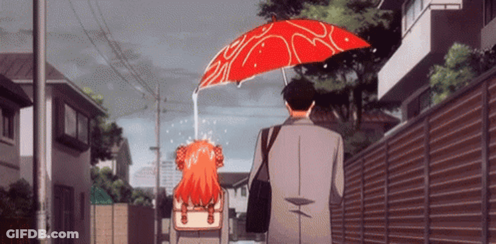 Funny Rain Umbrella Flow Anime Girl GIF