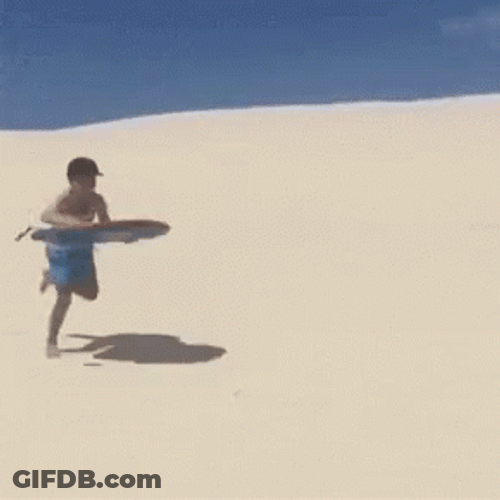 Funny Sand Surfing Faceplant Landing GIF