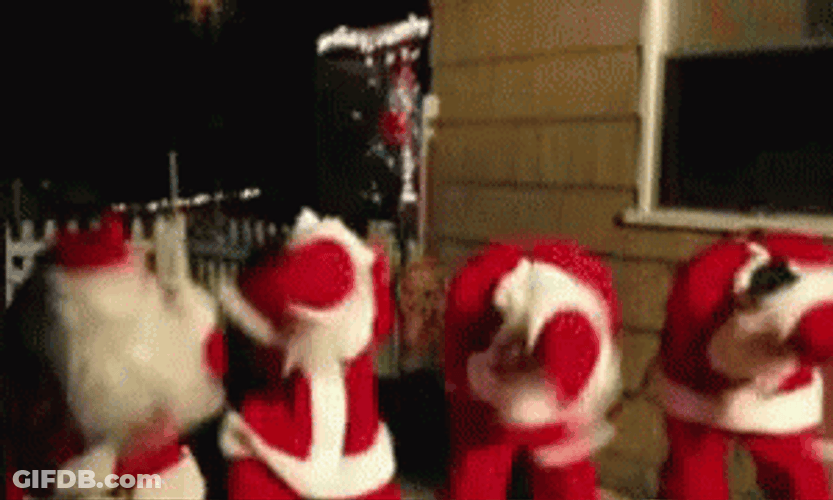 Funny Santa Wannabes Head Banging GIF