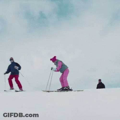 Funny Scared Skiing Winter GIF