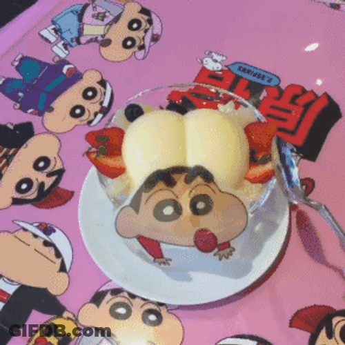 Funny Shin Chan Duck Pudding Cake GIF