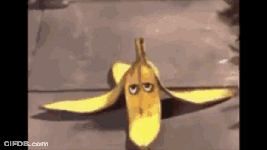 Funny Shocked Cartoon Banana Peel GIF
