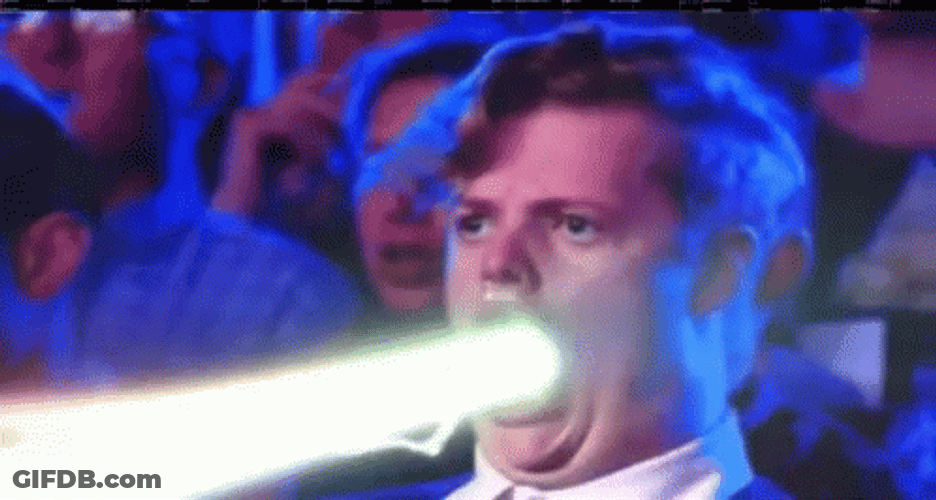 Funny Shocked Reaction Mouth Laser Rays GIF