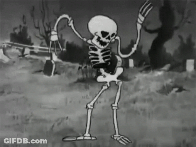 Funny Skeleton Black And White Wiggling GIF