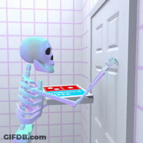 Funny Skeleton Delivering Pizza GIF