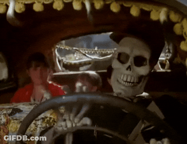 Funny Skeleton Driving A Car GIF