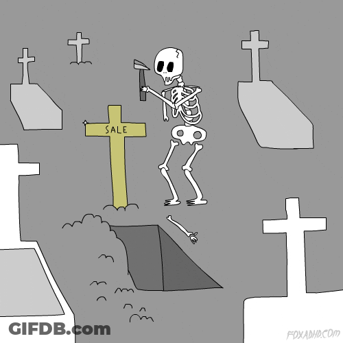 Funny Skeleton Hammering Tombstones GIF