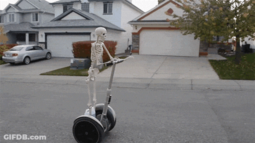 Funny Skeleton Riding A Scooter GIF