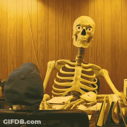 Funny Skeleton Scared In Another Skeleton GIF