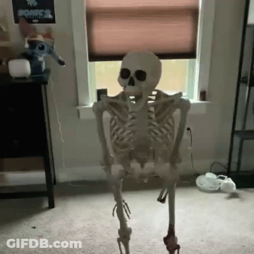 Funny Skeleton Slowly Falling Down GIF