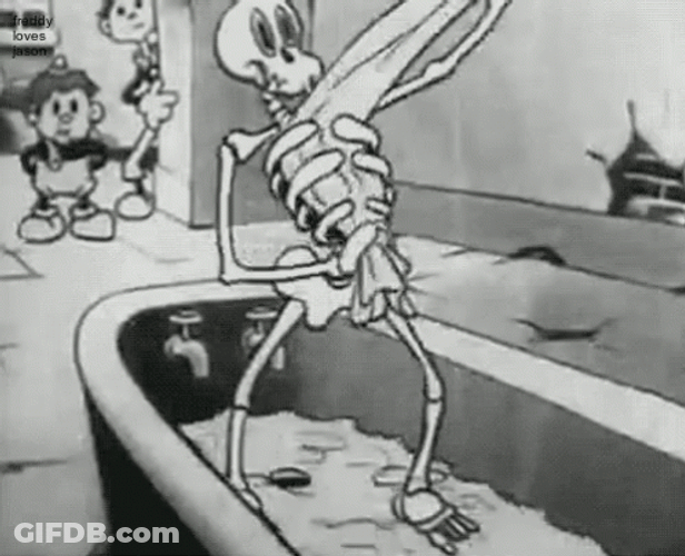 Funny Skeleton Taking A Bath GIF