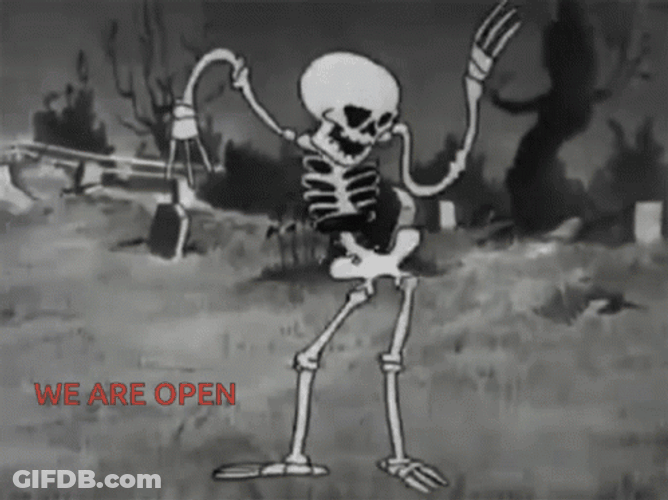 Funny Skeleton We Are Open Dance GIF