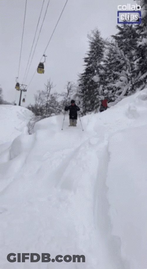Funny Skiing Fail Slide GIF
