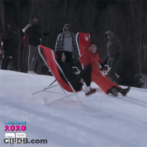 Funny Skiing Sliding Down GIF