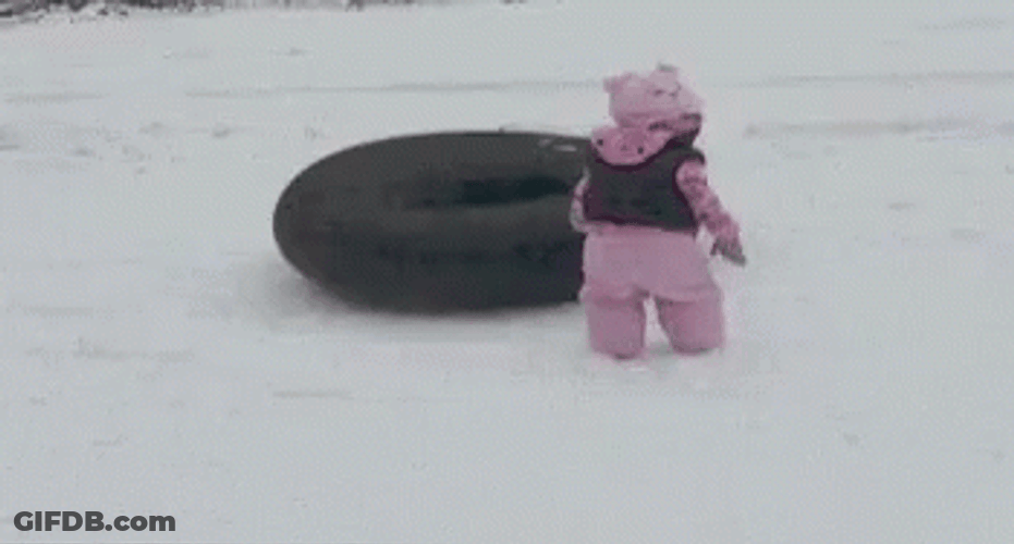 Funny Snow Dog Sliding GIF
