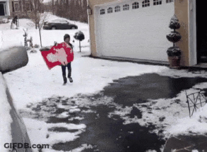 Funny Snow Kid Sliding Fail GIF