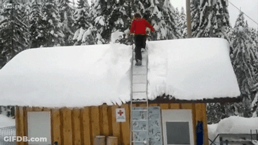 Funny Snow Ladder Fail GIF