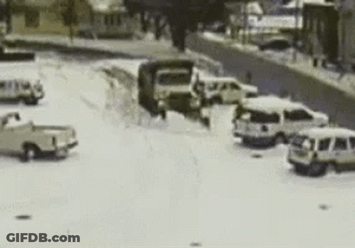Funny Snow Truck Fail GIF