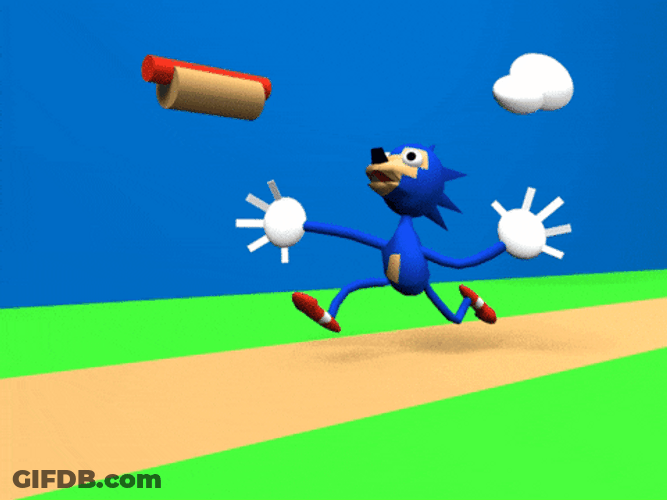 Funny Sonic Chasing A Floating Hot Dog Sandwich GIF