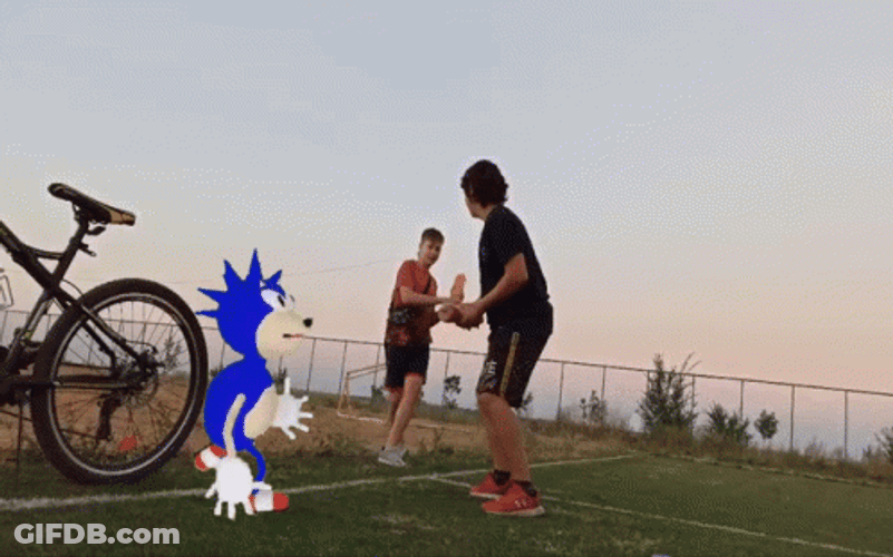 Funny Sonic Copying A Man GIF