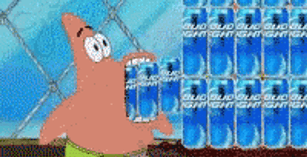Funny SpongeBob Patrick Drinking Beer GIF