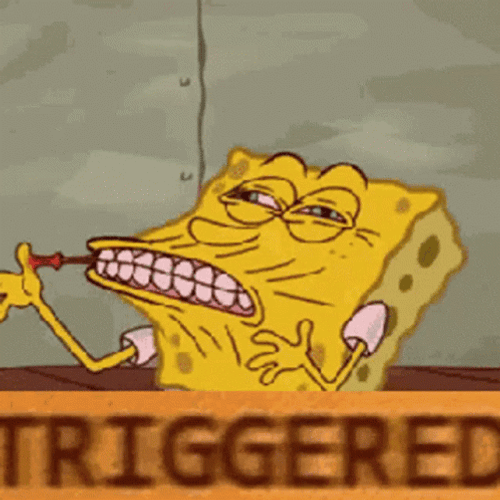 Funny SpongeBob Protruding Mouth Triggered Meme GIF