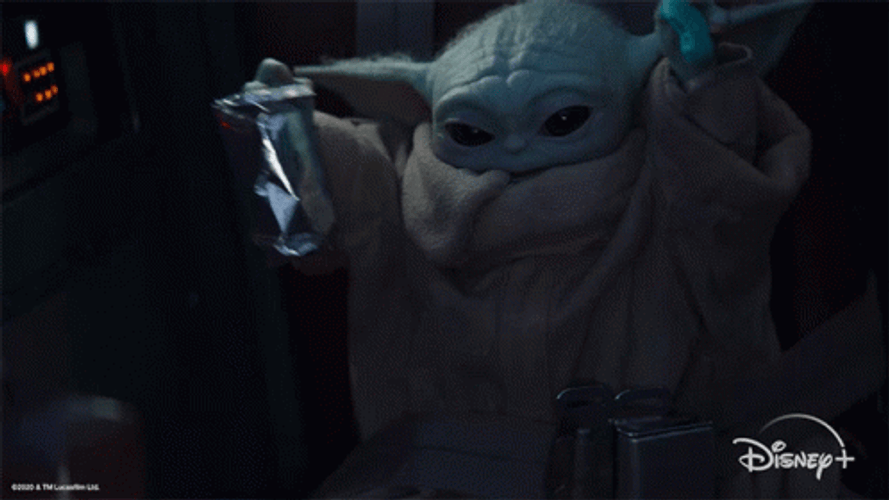 Funny Star Wars Character Baby Yoda Hands Up GIF