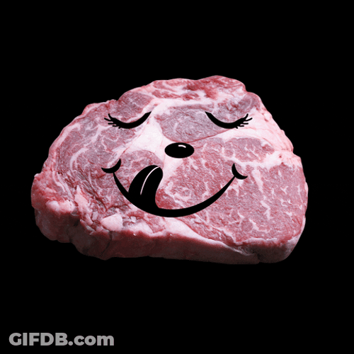 Funny Steak Face Licking GIF