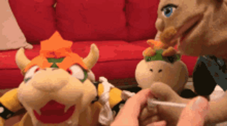 Funny Stuffed Toy Bowser Got Vaccine GIF