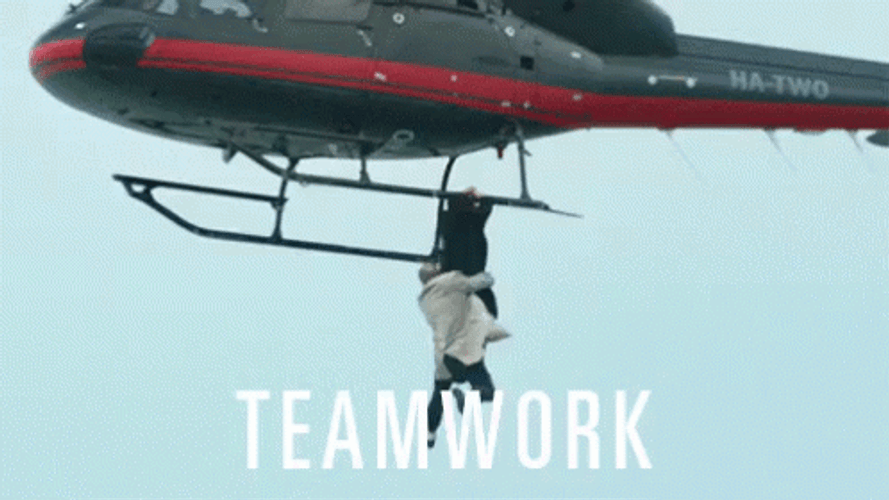 Funny Teamwork Helicopter Fall GIF