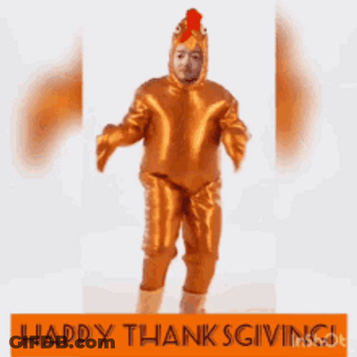 Funny Thanksgiving Dancing Turkey Mascot GIF