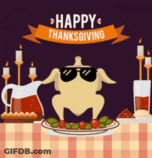 Funny Thanksgiving Dancing Turkey Meat With Shades GIF