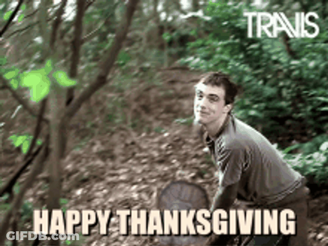 Funny Thanksgiving Guy And Flying Turkey GIF