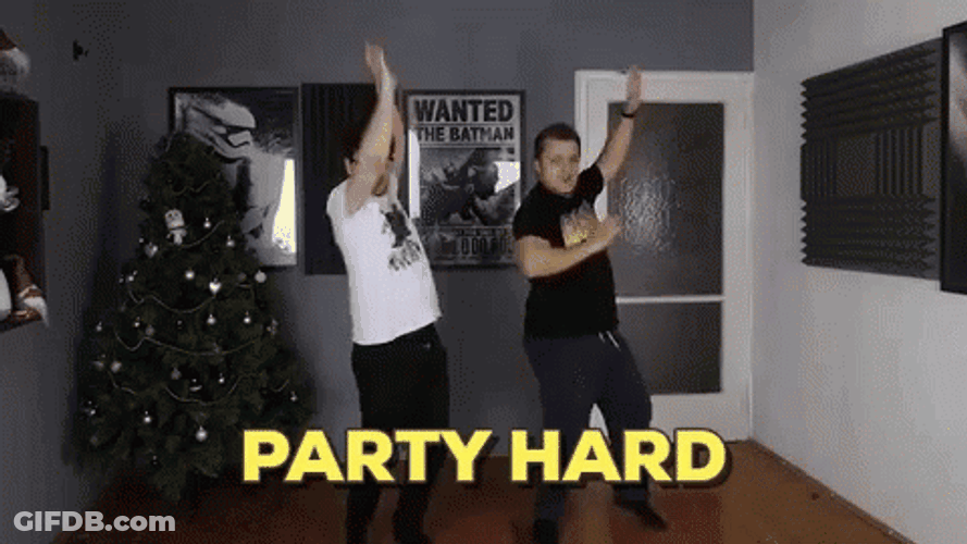 Funny Two Friends Dancing Party Hard GIF