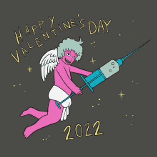 Funny Valentines Cupid With Syringe GIF