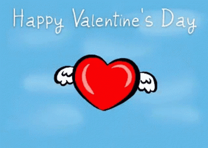 Funny Valentines Flying Heart GIF